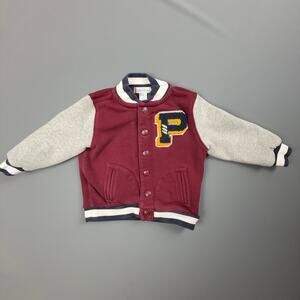 Ralph Lauren Toddler Varsity Jacket 18M | Burgundy Gray Bomber Letterman